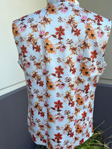White men's Nehru/Modi jacket in soft silk with floral digital prints — Kaash Collection