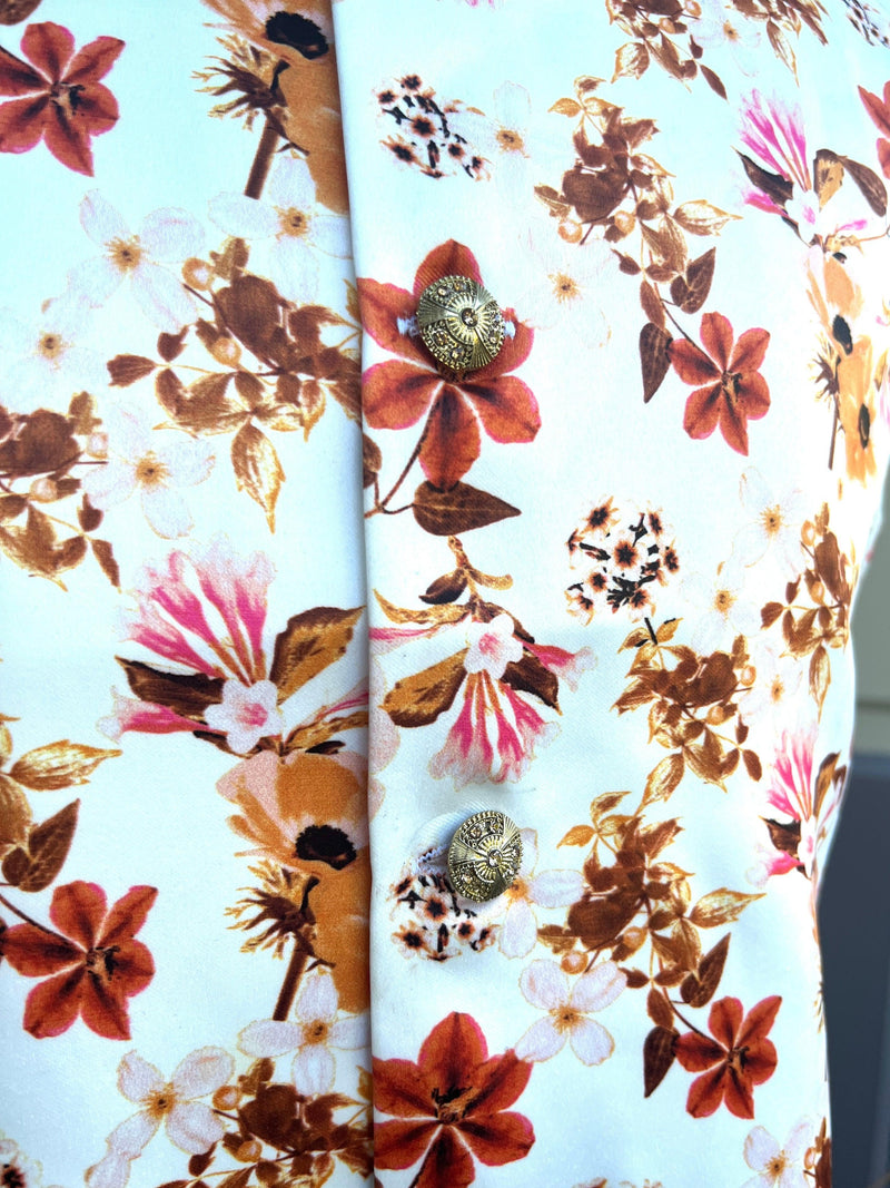 White Color Soft Silk Jacket For Kurta Pajama Floral Digital Prints | Jacket for Kurta | Gift For Him | Wedding Kurta | Modi Nehru Jacket - Kaash