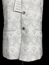White men's Nehru/Modi jacket in cotton silk with embroidery, thread & sequin work — Kaash Collection