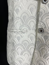 White men's Nehru/Modi jacket in cotton silk with embroidery, thread & sequin work — Kaash Collection