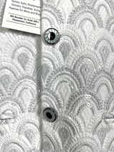 White men's Nehru/Modi jacket in cotton silk with embroidery, thread & sequin work — Kaash Collection