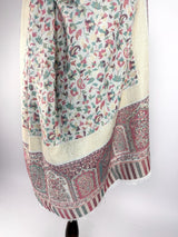 White kashmiri wool Kashmiri shawl with kani weave with muted gold zari — Kaash Collection