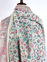 White kashmiri wool Kashmiri shawl with kani weave with muted gold zari — Kaash Collection