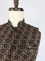 Wine men's Nehru/Modi jacket in velvet with thread embroidery & sequin on velvet — Kaash Collection