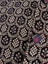 Wine men's Nehru/Modi jacket in velvet with thread embroidery & sequin on velvet — Kaash Collection