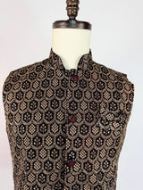 Wine men's Nehru/Modi jacket in velvet with thread embroidery & sequin on velvet — Kaash Collection