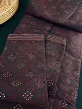 Wine men's kurta pajama in silk (non-pure) with embossed design with zari buttis (drops) — Kaash Collection