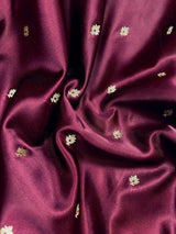 Wine Banarasi Mashru Silk saree in banarasi semi pure mashru silk with gold zari weave on mashru silk — Kaash Collection