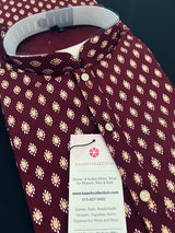 Wine men's kurta pajama in pure cotton with small gold buttis on cotton — Kaash Collection