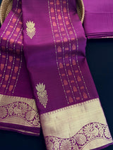Wine pure kanjivaram kanchipuram silk saree with muted gold zari weave — Kaash Collection