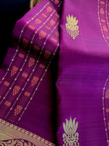 Wine pure kanjivaram kanchipuram silk saree with muted gold zari weave — Kaash Collection