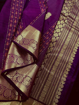 Wine pure kanjivaram kanchipuram silk saree with muted gold zari weave — Kaash Collection