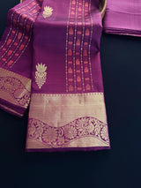 Wine pure kanjivaram kanchipuram silk saree with muted gold zari weave — Kaash Collection