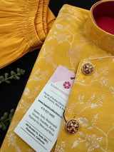 Yellow & Red Boys 3pcs Floral Jacket 3-piece kurta pajama set for boys with floral jacket 3pc set — Kaash Collection