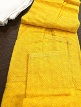 Yellow men's kurta pajama in georgette with lucknowi chikankari embroidery — Kaash Collection