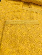 Yellow men's kurta pajama in georgette with lucknowi chikankari embroidery — Kaash Collection