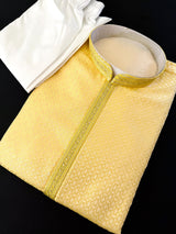 Yellow Color Men's Soft Silk Kurta Pajama Set | Yellow Haldi Function Wear - Kaash