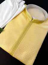 Yellow Color Men's Soft Silk Kurta Pajama Set | Yellow Haldi Function Wear - Kaash