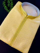 Yellow Color Men's Soft Silk Kurta Pajama Set | Yellow Haldi Function Wear - Kaash