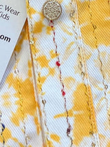 Yellow men's kurta pajama in soft cotton silk with sequin & colorful thread work — Kaash Collection