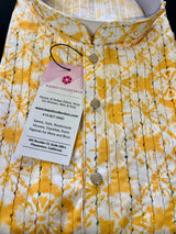 Yellow men's kurta pajama in soft cotton silk with sequin & colorful thread work — Kaash Collection