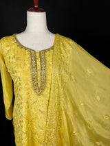 Yellow Color Salwar Kameez – Readymade Salwar Kameez in Yellow Color with Pant - 3pcs Women Suit with Handwork - Kaash
