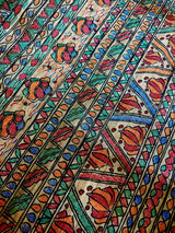 Yellow Gold Semi-Tussar Silk with Madhubani Prints Sarees - Kaash