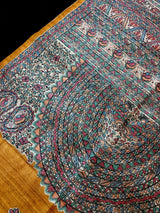Yellow Gold Semi-Tussar Silk with Madhubani Prints Sarees - Kaash