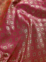 Yellow with Pink combination Traditional Banarasi Semi Katan Handloom Saree with Lotus Borders - Kaash