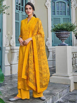 Yellow Color Gorgette Lucknowi Palazzo Suit - Kaash Collection