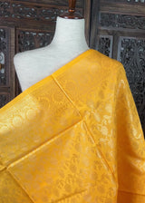 Yellow Banarasi Silk Dupatta Zari Weaved with Floral Pattern Full Jaal Dupatta | Stole | Scarf