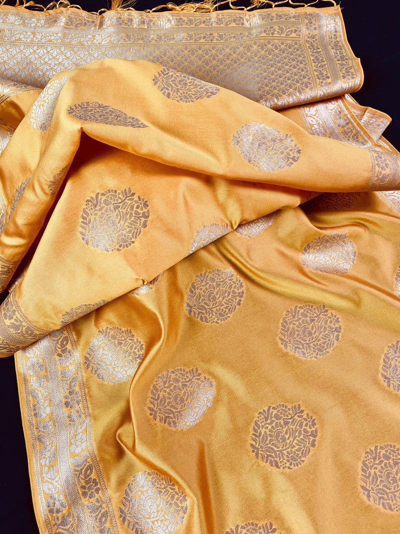 Yellow Silk Weaved Dupatta | Indian Dupatta | Silk Dupatta | Stole | Scarf | Gift For Her | Kaash Collection - Kaash Collection