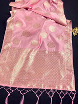 Baby Pink Silk Zari Weaved Dupatta | Buttas | Indian Dupatta | Stole | Scarf | Gift For Her | Kaash Collection - Kaash Collection