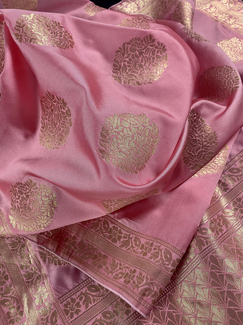 Baby Pink Silk Zari Weaved Dupatta | Buttas | Indian Dupatta | Stole | Scarf | Gift For Her | Kaash Collection - Kaash Collection