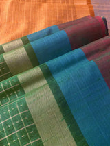Bottle Green Pure Raw Silk Saree with Zari Weaving | SILK MARK CERTIFIED | Handloom Saree |  Kaash Collection - Kaash Collection