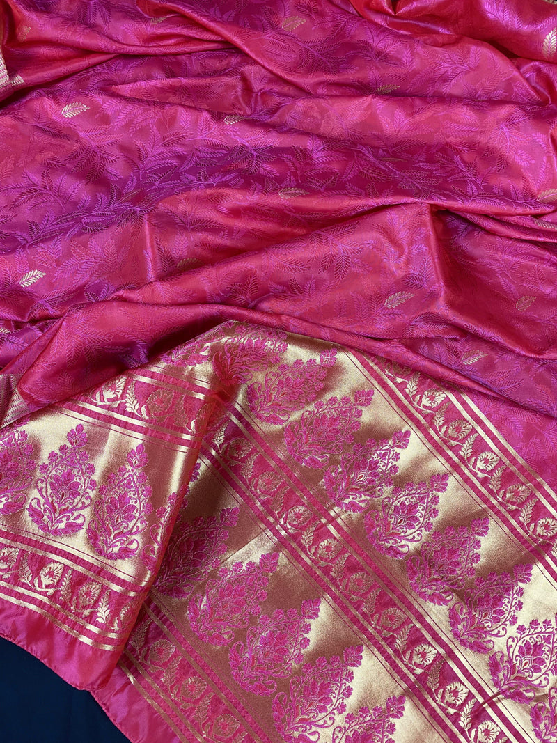 Hot Pink Color Designer Kanchipuram Soft Silk Saree | Self Design Body of the Saree | Kaash Collection - Kaash Collection