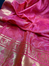 Hot Pink Color Designer Kanchipuram Soft Silk Saree | Self Design Body of the Saree | Kaash Collection - Kaash Collection