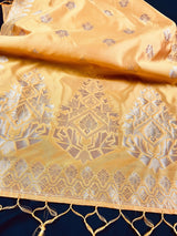 Yellow Silk Weaved Dupatta | Indian Dupatta | Stole | Scarf | Floral Dupatta | Gift For Her | Kaash Collection - Kaash Collection