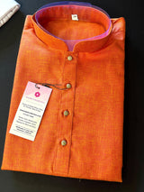 Apricot Color with tint of Yellow Premium Pure Cotton Kurta Pajama Set for Men | Cotton Men Kurtas | Indian Ethnic Wear |  Kaash Collection - Kaash Collection