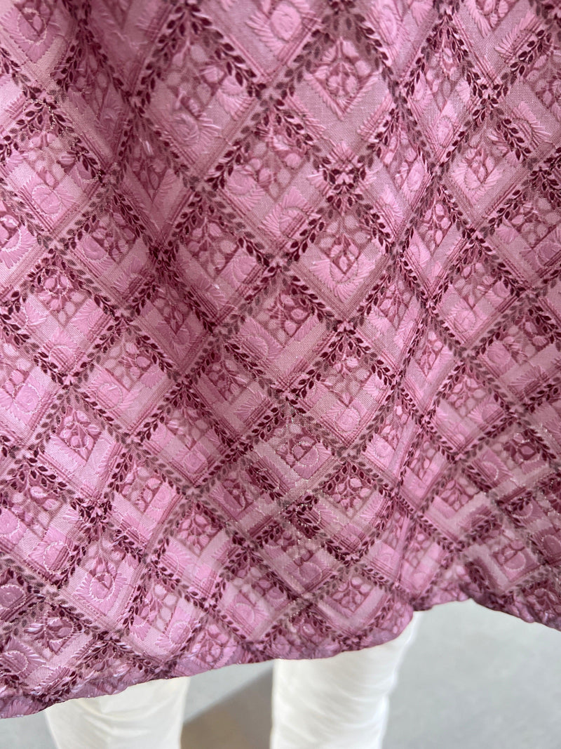 Chikankari Embroidery Mauve Pink Kurta for Men | Mirror Work & Block Prints | Kurta Pajama Set in USA | Ships from California | Kaash Kurtas - Kaash Collection