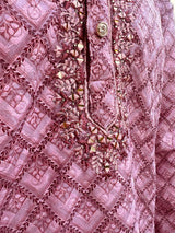 Chikankari Embroidery Mauve Pink Kurta for Men | Mirror Work & Block Prints | Kurta Pajama Set in USA | Ships from California | Kaash Kurtas - Kaash Collection