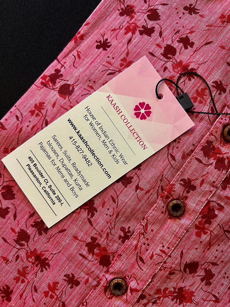 Pink Floral Design Mens Cotton Kurta Pajama Set Mens Ethnic Wear |  Indian Pakistani Kurta Pajama Set | Kaash Collection - Kaash Collection
