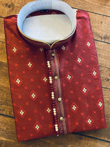 Maroon Raw Silk Mens Kurta Pajama in Self Design matreial | Mens Ethnic Wear | Kaash Collection - Kaash Collection