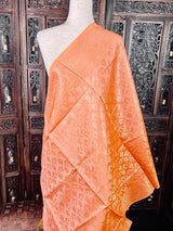 Peach Color Floral Jaal Soft Silk Dupatta | Light Weight |  Indian Dupatta | Stole | Scarf | Gift For Her | Dupattas for Gift | Indian Gifts - Kaash Collection