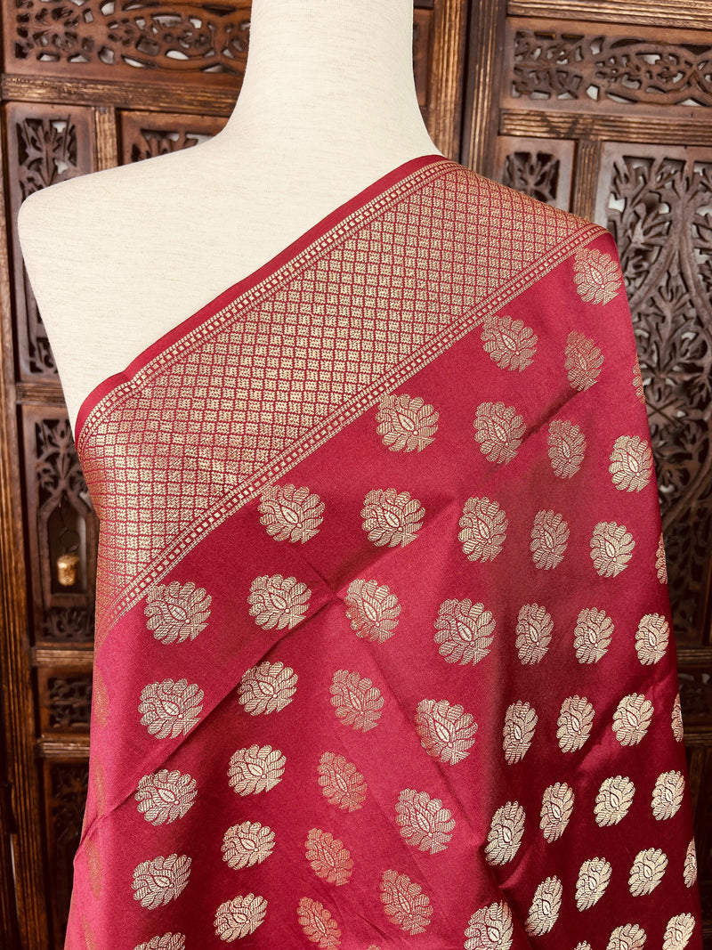 Maroon Banarasi Soft Silk Designer Dupatta with Weaving - Kaash Collection