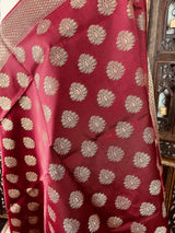 Maroon Banarasi Soft Silk Designer Dupatta with Weaving - Kaash Collection