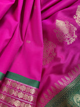 Pink Gadwal Soft Silk Saree with Green combination | Traditional Pallu and Borders | Zari Weave | Kaash Collection - Kaash Collection