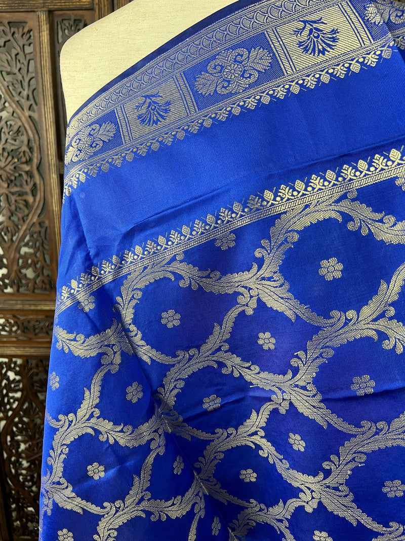 Blue Banarasi Soft Silk Designer Dupatta - Kaash Collection