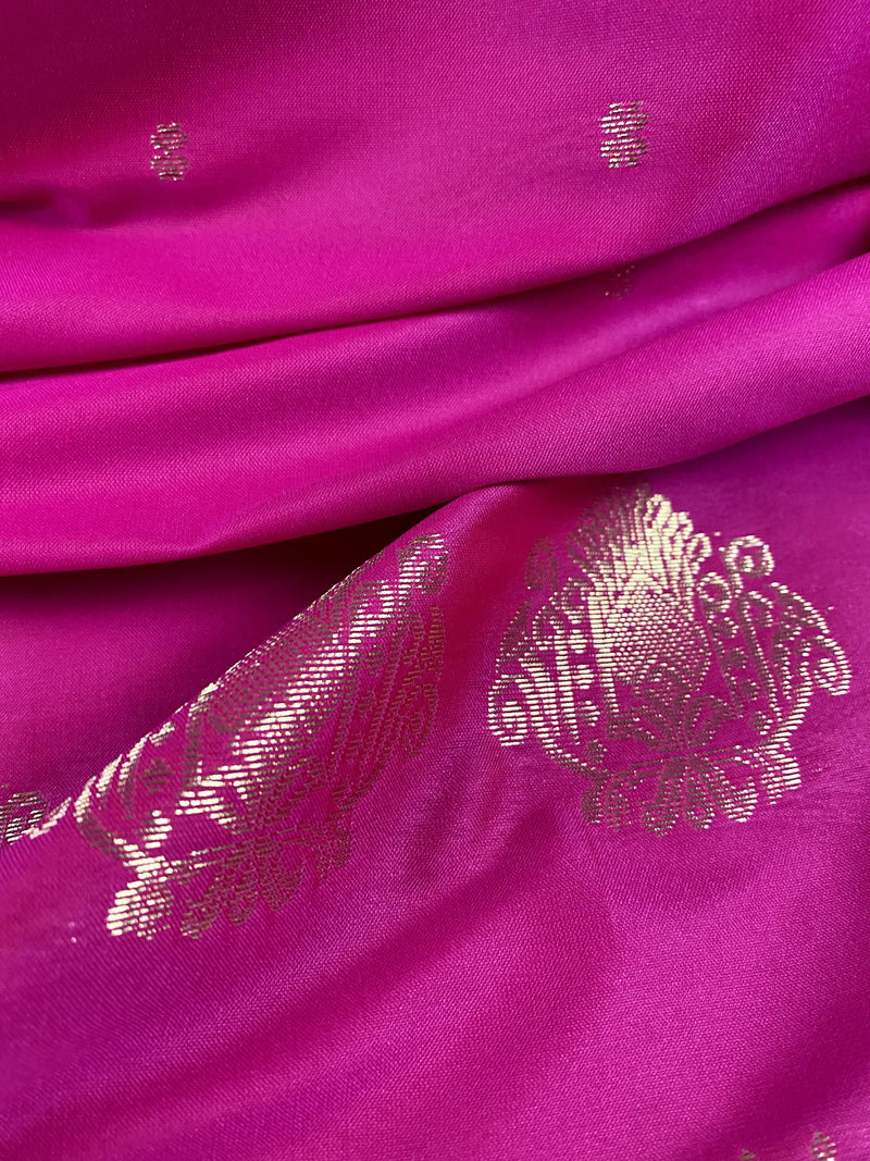 Pink Gadwal Soft Silk Saree with Green combination | Traditional Pallu and Borders | Zari Weave | Kaash Collection - Kaash Collection