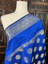 Blue Banarasi Soft Silk Designer Dupatta  with Muted Gold Weaving - Kaash Collection